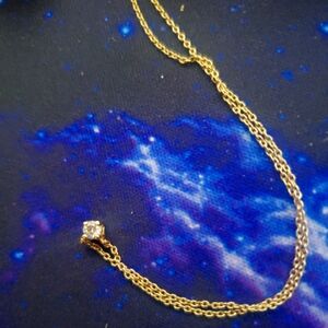 14K Solid Yellow Gold Necklace With Dainty Stone. Not Sure If Its A Real Diamond